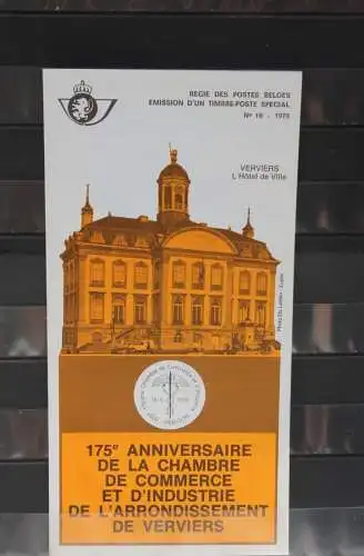 Belgien 1979; Ankündigungsblatt mit Schwarzdruck und Marke und ESST: Industrie- und Handeslkammer, Franz.  Ausg.