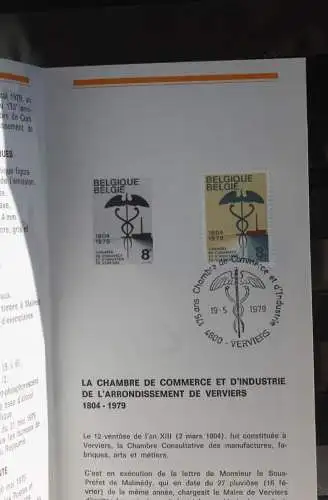 Belgien 1979; Ankündigungsblatt mit Schwarzdruck und Marke und ESST: Industrie- und Handeslkammer, Franz.  Ausg.