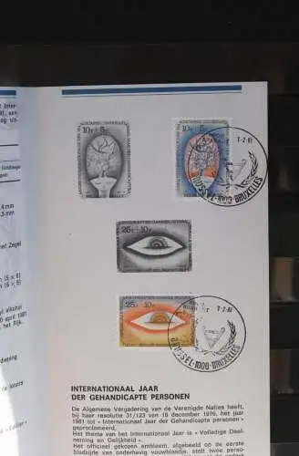 Belgien 1981; Ankündigungsblatt mit Schwarzdruck und Marke und ESST: Intern. Jahr der Behinderten, Fläm.  Ausg.