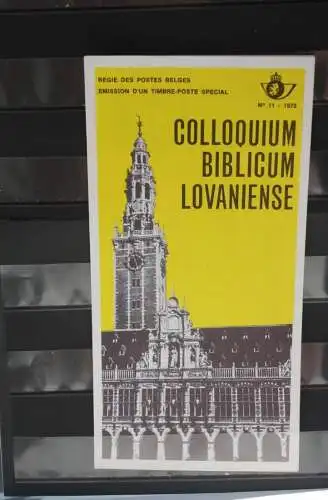 Belgien 1975; Ankündigungsblatt mit Schwarzdruck und Marke und ESST: Colloquium Lovaniense, Franz.  Ausg.