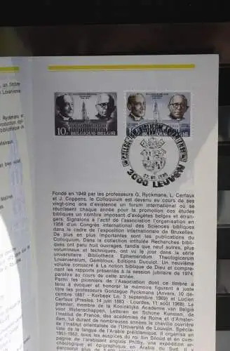 Belgien 1975; Ankündigungsblatt mit Schwarzdruck und Marke und ESST: Colloquium Lovaniense, Franz.  Ausg.