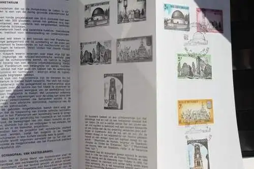 Belgien 1974; Ankündigungsblatt mit Schwarzdruck und Marke und ESST: Historische, Fläm.  Ausg.