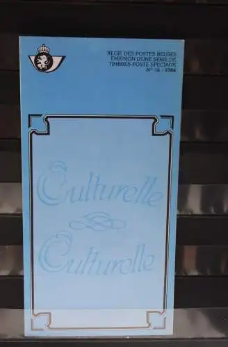 Belgien 1984; Ankündigungsblatt mit Schwarzdruck und Marke und ESST: Culturele, Franz.  Ausg.