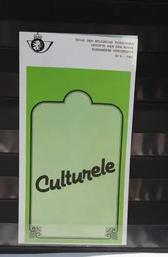 Belgien 1982; Ankündigungsblatt mit Schwarzdruck und Marke und ESST: Culturele, Fläm.  Ausg.