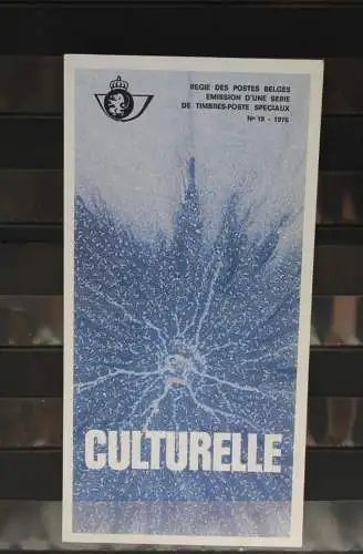 Belgien 1976; Ankündigungsblatt mit Schwarzdruck und Marke und ESST: Culturelle, Franz.  Ausg.