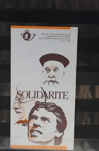 Belgien 1988; Ankündigungsblatt mit Schwarzdruck und Marke und ESST: Solidarität, Franz.  Ausg.