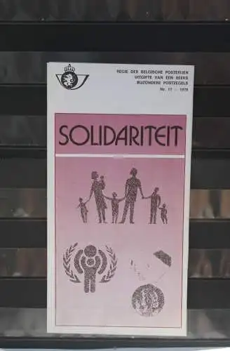 Belgien 1979; Ankündigungsblatt mit Schwarzdruck und Marke und ESST: Solidarität, Fläm.  Ausg.