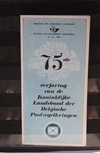 Belgien 1966; Ankündigungsblatt mit Schwarzdruck und Marke und ESST: Belgische Postzegelkringen, Fläm.  Ausg.