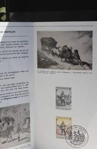 Belgien 1966; Ankündigungsblatt mit Schwarzdruck und Marke und ESST: Tag der Briefmarke, Fläm.  Ausg.