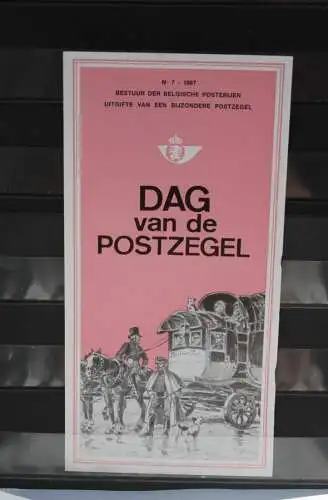 Belgien 1967; Ankündigungsblatt mit Schwarzdruck und Marke und ESST: Tag der Briefmarke, Fläm.  Ausg.