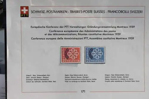 Schweiz 1959, Ersttagsblatt PTT-Konferenz, CEPT mit Überdruck, MiNr. 681-82; ungebraucht, selten