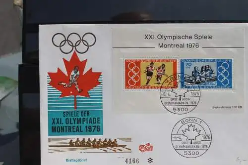 Deutschland 1976; Olympische Spiele Montreal, Block 12 auf FDC