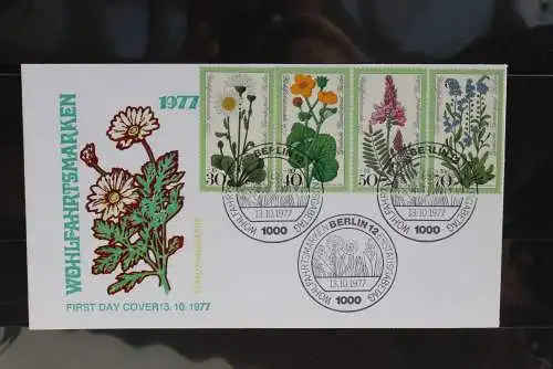 Berlin 1977; FDC Wohlfahrt: Wiesenblumen, Blumen; MiNr. 556-59