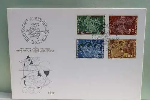 Liechtenstein 1969, FDC Naturwissenschaften, MiNr, 508-11