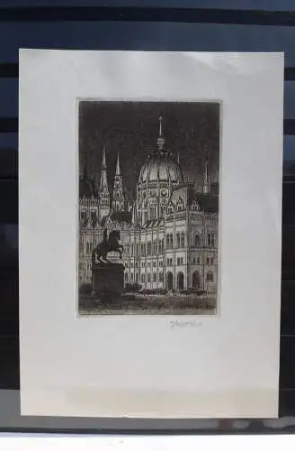 Ungarn, Budapest, Parlament; ca. 1980, Prof. Jozef Vertel Budapest, Lithografie, handsigniert, selten