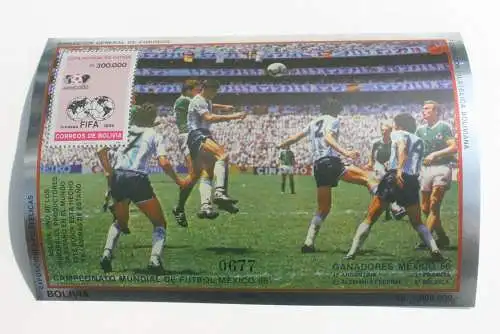 Bolivien 1986; Block 155 Fußball-WM '86 Mexico, MNH, bitte lesen