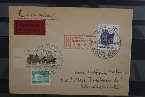 DDR, Sozphilex Postgeschichte 1985; Sonder R-Zettel