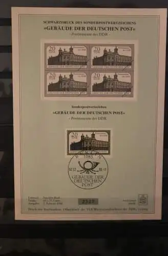 DDR Sonderblatt,Erinnerungsblatt,Gedenkblatt,Schwarzdruck: Gebäude der Deutschen Post, 1988