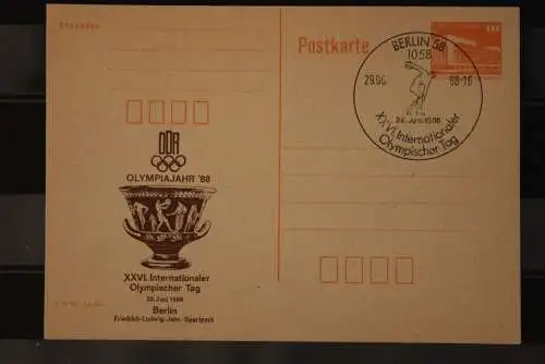 DDR 1988; Ganzsache XXVI. Intern. Olympischer Tag Berlin, SST