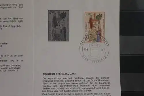 Belgien 1973; Ankündigungsblatt mit Schwarzdruck und Marke und ESST: Thermaljahr, Fläm..  Ausg.