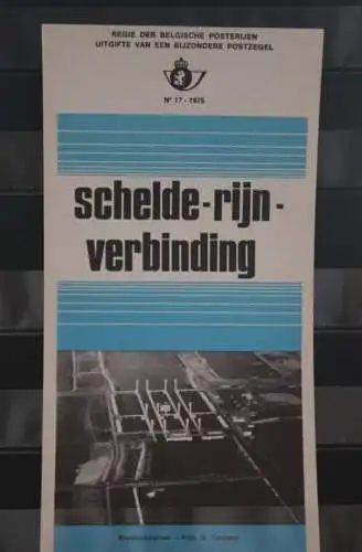 Belgien 1975; Ankündigungsblatt mit Schwarzdruck und Marke und ESST: Schelde-Rhein-Verbindung, Fläm.  Ausg.