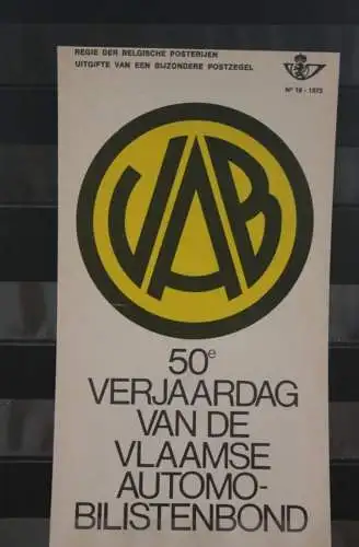 Belgien 1973; Ankündigungsblatt mit Schwarzdruck und Marke und ESST: VAB, Fläm.  Ausg.