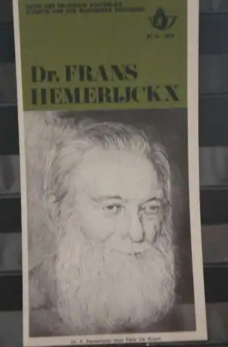 Belgien 1975; Ankündigungsblatt mit Schwarzdruck und Marke und ESST: Dr. Frans Hemerijckx, Fläm.  Ausg.