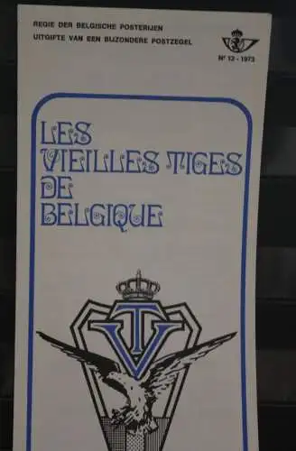 Belgien 1973; Ankündigungsblatt mit Schwarzdruck und Marke und ESST: Les Vieilles Tiges, Flugzeug, Franz.  Ausg.