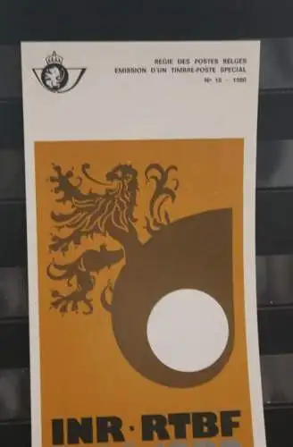 Belgien 1980; Ankündigungsblatt mit Schwarzdruck und Marke und ESST: INR - RTBF, Franz.  Ausg.