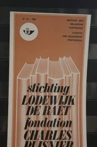 Belgien 1967; Ankündigungsblatt mit Schwarzdruck und Marke und ESST: Lodewijk de Raet Fondation; Fläm.  Ausg.