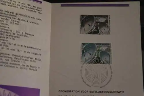 Belgien 1971; Ankündigungsblatt mit Schwarzdruck und Marke und ESST: Telecommunication; Fläm.  Ausg.
