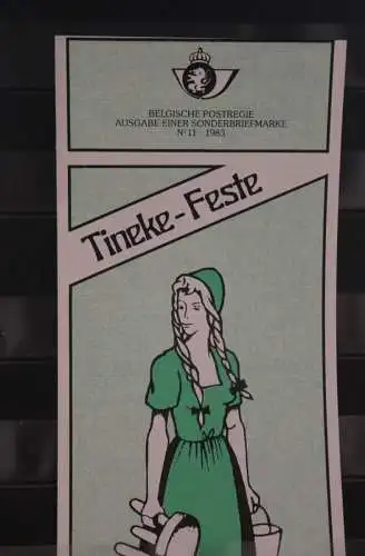 Belgien 1983; Ankündigungsblatt mit Schwarzdruck und Marke und ESST: Tineke - Feste, Deutsche  Ausg.