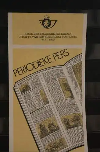 Belgien 1983; Ankündigungsblatt mit Schwarzdruck und Marke und ESST: Periodische Presse, Fläm. Ausg.