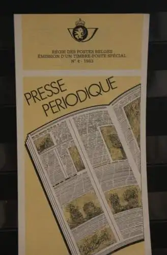 Belgien 1983; Ankündigungsblatt mit Schwarzdruck und Marke und ESST: Periodische Presse, Franz. Ausg.