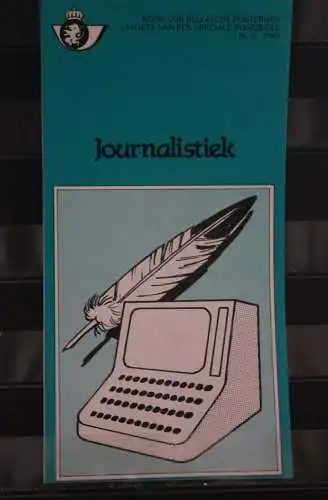 Belgien 1985; Ankündigungsblatt mit Schwarzdruck und Marke und ESST: Journalismus, Fläm. Ausg.