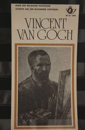 Belgien 1974; Ankündigungsblatt mit Schwarzdruck und Marke und ESST: Vincent van Goch, Fläm. Ausg.