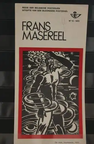 Belgien 1972; Ankündigungsblatt mit Schwarzdruck und Marke und ESST: Frans Masereel, Fläm. Ausg.