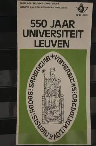 Belgien 1975; Ankündigungsblatt mit Schwarzdruck und Marke und ESST: Universität Leuven, Fläm. Ausg.