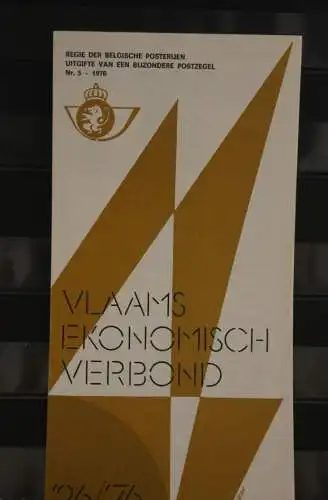 Belgien 1976; Ankündigungsblatt mit Schwarzdruck und Marke und ESST: Vlaams Ekonomisch Verbond, Fläm. Ausg.