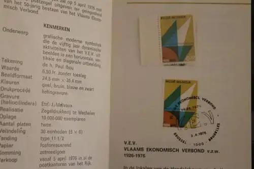 Belgien 1976; Ankündigungsblatt mit Schwarzdruck und Marke und ESST: Vlaams Ekonomisch Verbond, Fläm. Ausg.