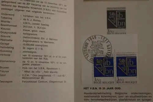 Belgien 1971; Ankündigungsblatt mit Schwarzdruck und Marke und ESST: Belgische Nijverheid, Fläm. Ausg.