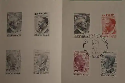 Belgien 1977; Ankündigungsblatt mit Schwarzdruck und Marke und ESST: Solidarität, Franz. Ausg.