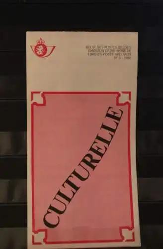 Belgien 1986; Ankündigungsblatt mit Schwarzdruck und Marke und ESST: Kulturelle, Franz.  Ausg.