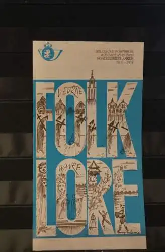 Belgien 1987; Ankündigungsblatt mit Schwarzdruck und Marke und ESST: Folklore, Deutsche  Ausg.