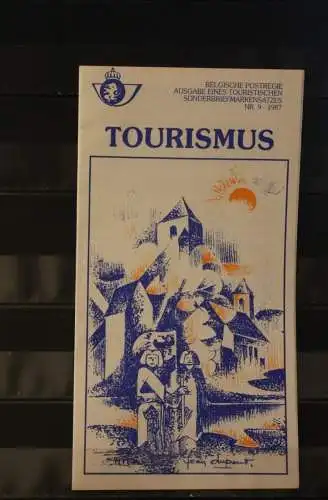 Belgien 1987; Ankündigungsblatt mit Schwarzdruck und Marke und ESST: Tourismus, Deutsche  Ausg.