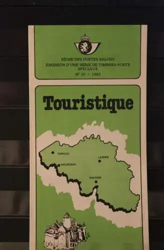 Belgien 1983; Ankündigungsblatt mit Schwarzdruck und Marke und ESST: Tourismus, Franz.  Ausg.