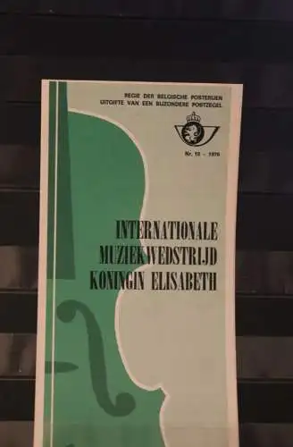 Belgien 1976; Ankündigungsblatt mit Schwarzdruck und Marke und ESST: Königin Elisabeth Musikwettbewerb, Fläm.  Ausg.