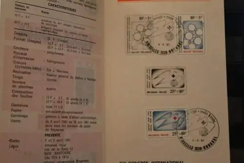 Belgien 1981; Ankündigungsblatt mit Schwarzdruck und Marke und ESST: Rotes Kreuz, Franz.  Ausg.