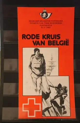 Belgien 1983; Ankündigungsblatt mit Schwarzdruck und Marke und ESST: Rotes Kreuz, Fläm.  Ausg.