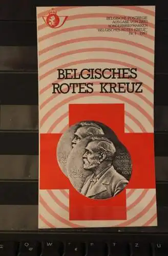 Belgien 1987; Ankündigungsblatt mit Schwarzdruck und Marke und ESST: Rotes Kreuz, Deutsche  Ausg.